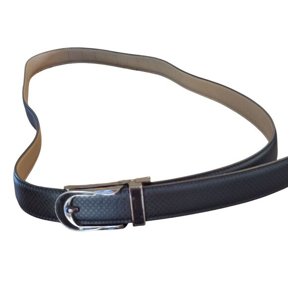 MIO MARINO Belt Black NWOT Linxx Designer Ratchet Leather ADJUSTABLE up to 58" - Picture 1 of 12